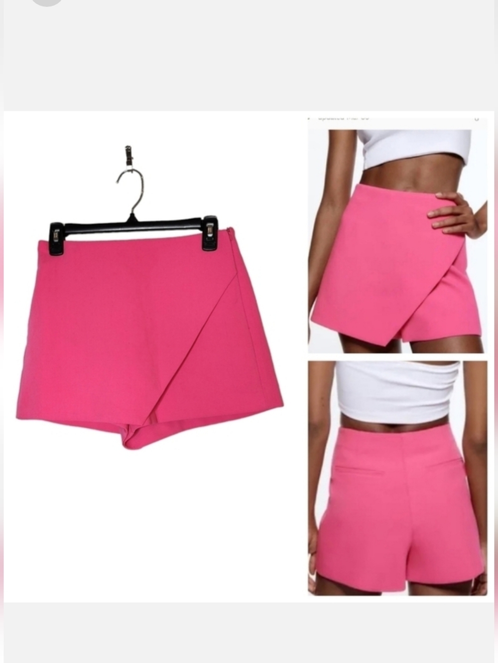 Zara hot pink asymmetrical skort. Women's size small.
